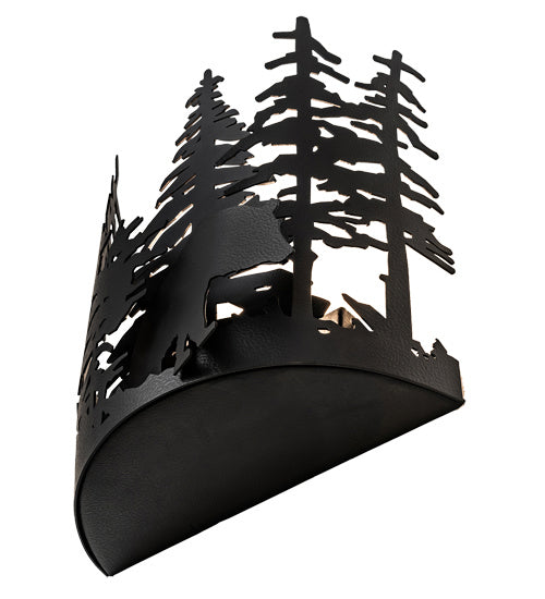 Meyda Tiffany - 241558 - One Light Wall Sconce - Bear Through The Trees - Black Satin Wrought Iron