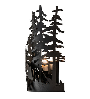 Meyda Tiffany - 241558 - One Light Wall Sconce - Bear Through The Trees - Black Satin Wrought Iron