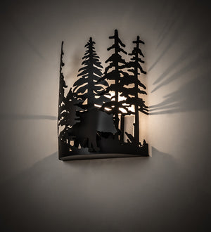 Meyda Tiffany - 241558 - One Light Wall Sconce - Bear Through The Trees - Black Satin Wrought Iron