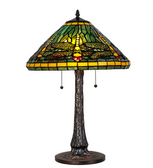 Meyda Tiffany - 241975 - Three Light Table Lamp - Tiffany Dragonfly - Mahogany Bronze