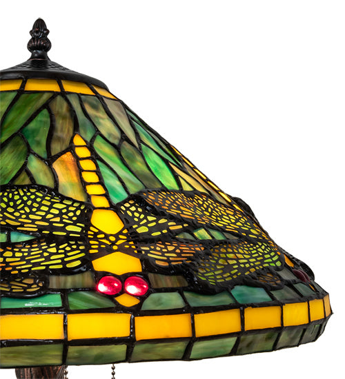 Meyda Tiffany - 241975 - Three Light Table Lamp - Tiffany Dragonfly - Mahogany Bronze