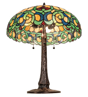 Meyda Tiffany - 242088 - Three Light Table Lamp - Duffner & Kimberly Colonial - Mahogany Bronze