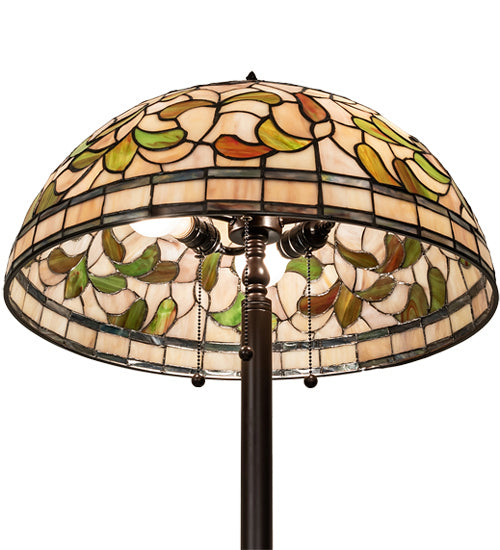 Meyda Tiffany - 242797 - Three Light Floor Lamp - Tiffany Turning Leaf - Mahogany Bronze