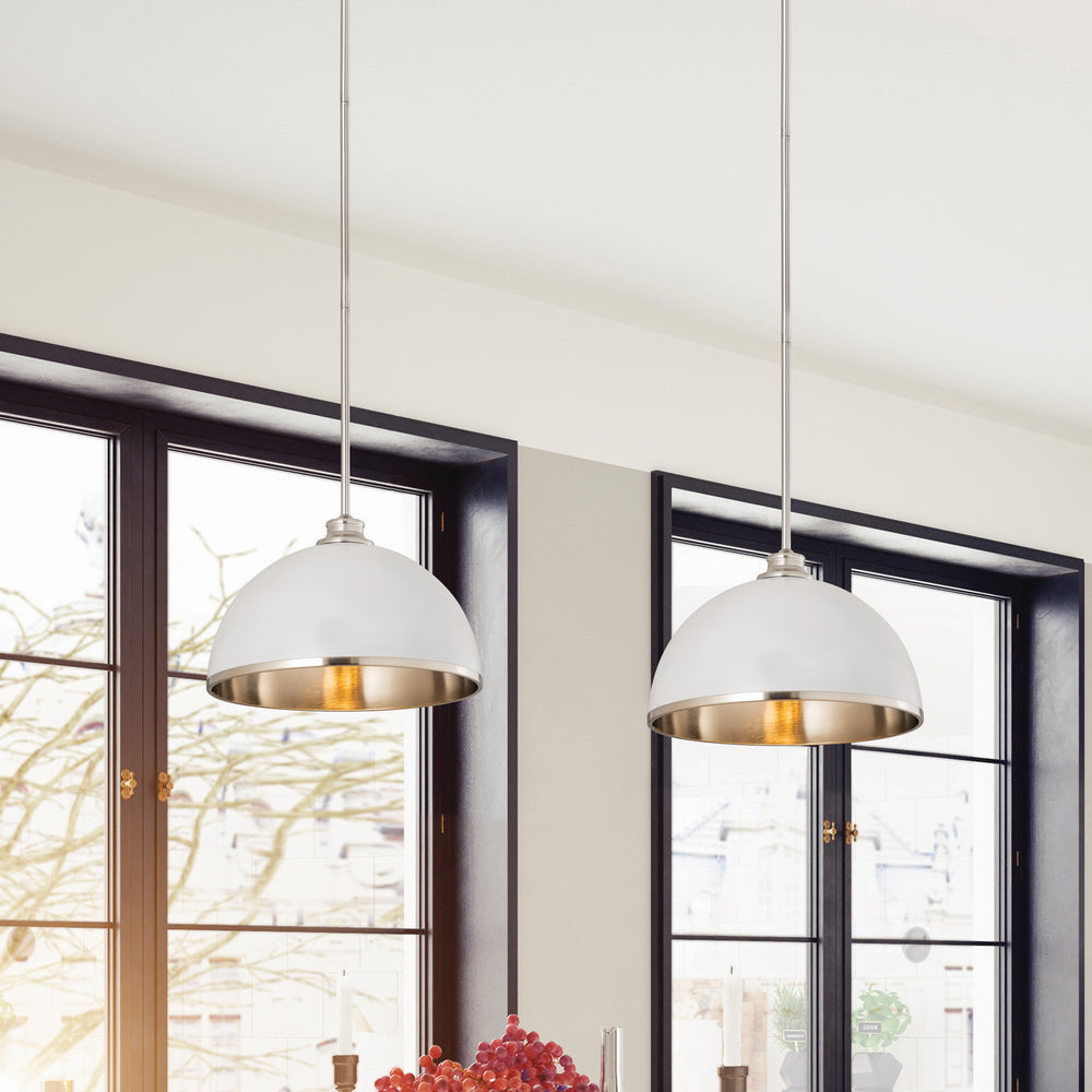 Z-Lite - 1004P14-MW-BN - One Light Pendant - Landry - Matte White + Brushed Nickel