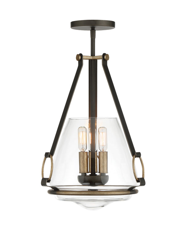 Minka-Lavery - 3903-107 - Three Light Pendant/Semi Flush Mount - Eden Valley - Smoked Iron And Aged Gold
