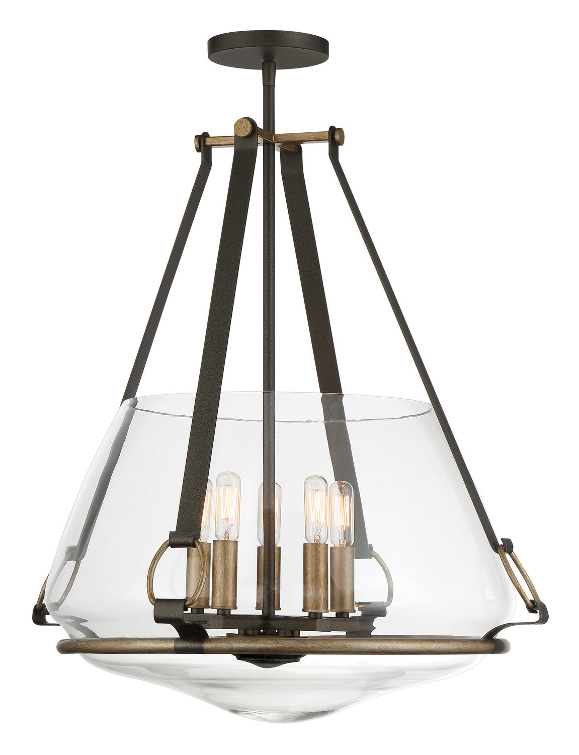 Minka-Lavery - 3905-107 - Five Light Pendant/Semi Flush Mount - Eden Valley - Smoked Iron w/Aged Gold