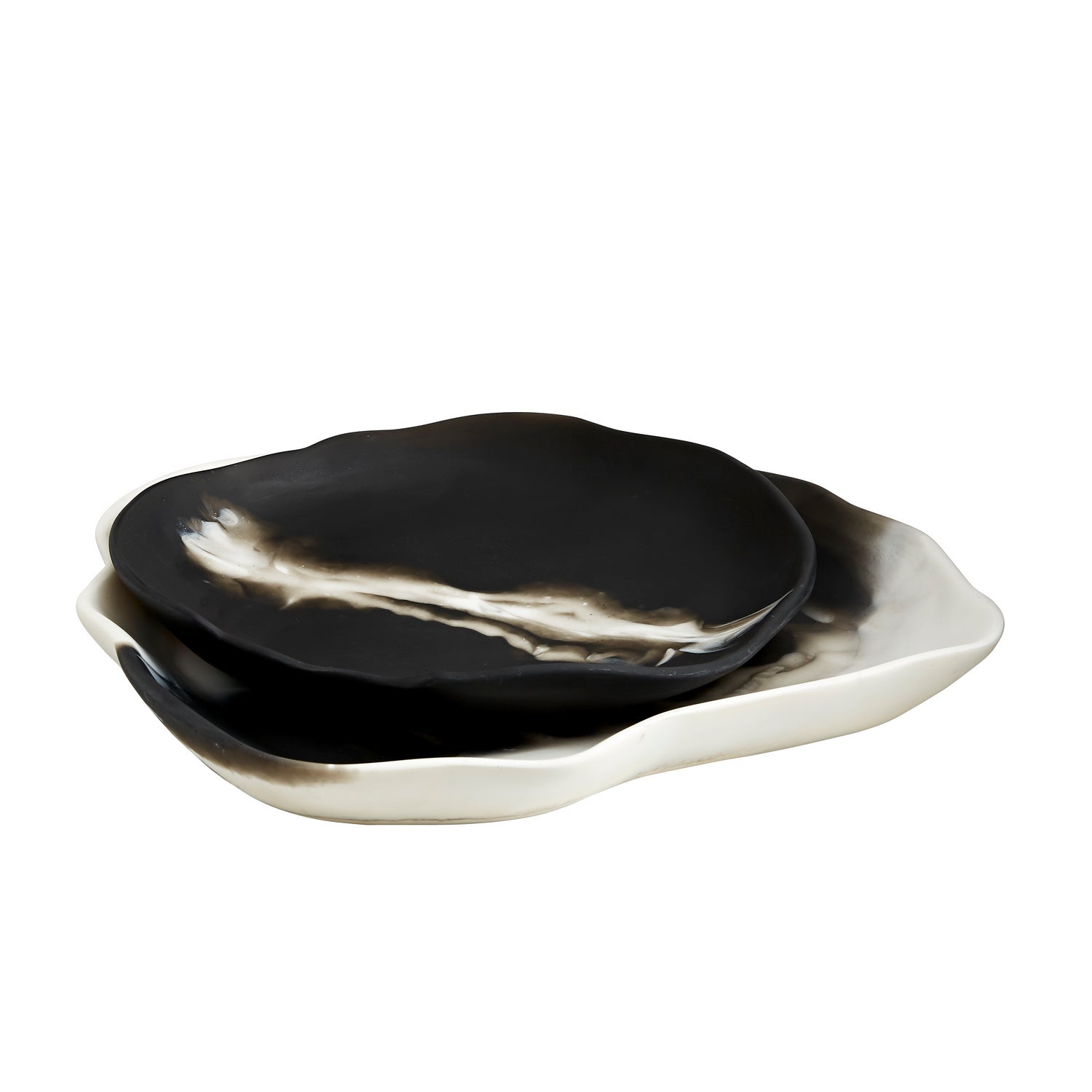 Arteriors - 5622 - Trays, Set of 2 - Hollies - Black & White