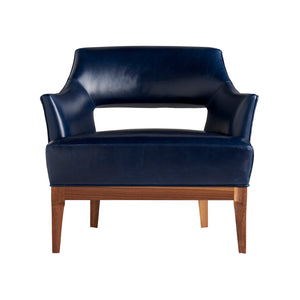 Arteriors - 8152 - Upholstery - Chair - Laurette - Indigo Leather/Walnut