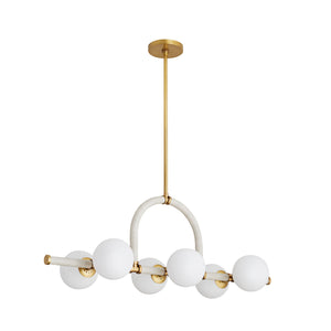 Arteriors - 89467 - Six Light Linear Chandelier - Harrison - Antique Brass