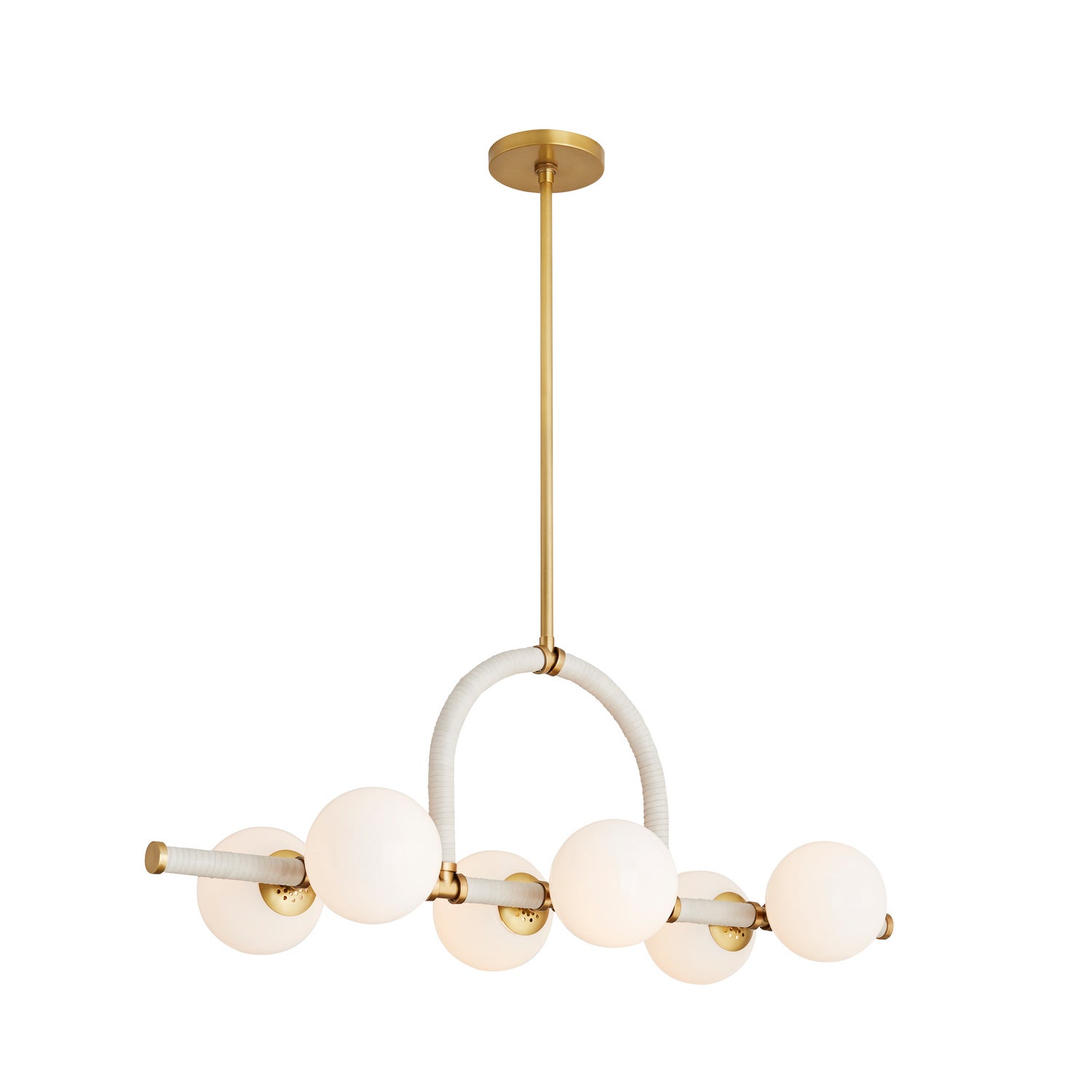 Arteriors - 89467 - Six Light Linear Chandelier - Harrison - Antique Brass