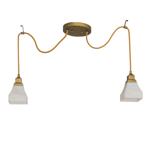 Meyda Tiffany - 237611 - Two Light Pendant - Castiliolite - Matte Buttered Brass