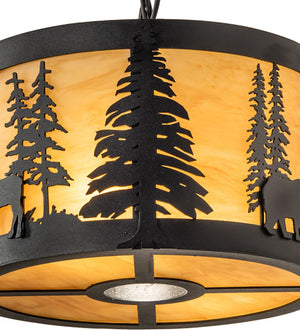 Meyda Tiffany - 240924 - Two Light Pendant - Wildlife At Pine Lake - Textured Black