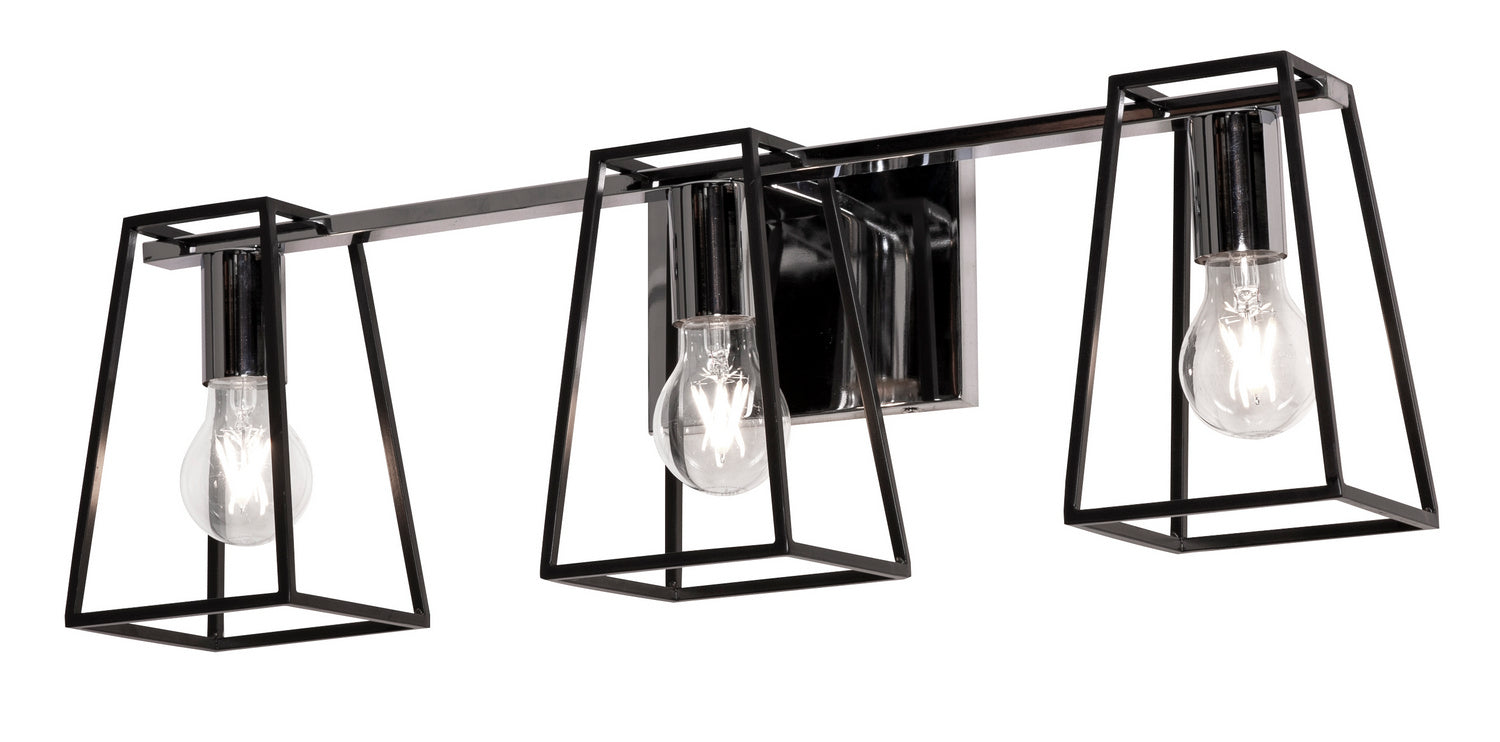 AFX Lighting - LYNV2407MBBKPC - Three Light Vanity - Lynn - Black and Polished Chrome