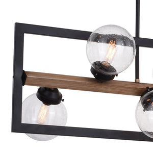 Vaxcel - H0257 - Six Light Linear Chandelier - Bridgeview - Oil Rubbed Bronze and Light Walnut