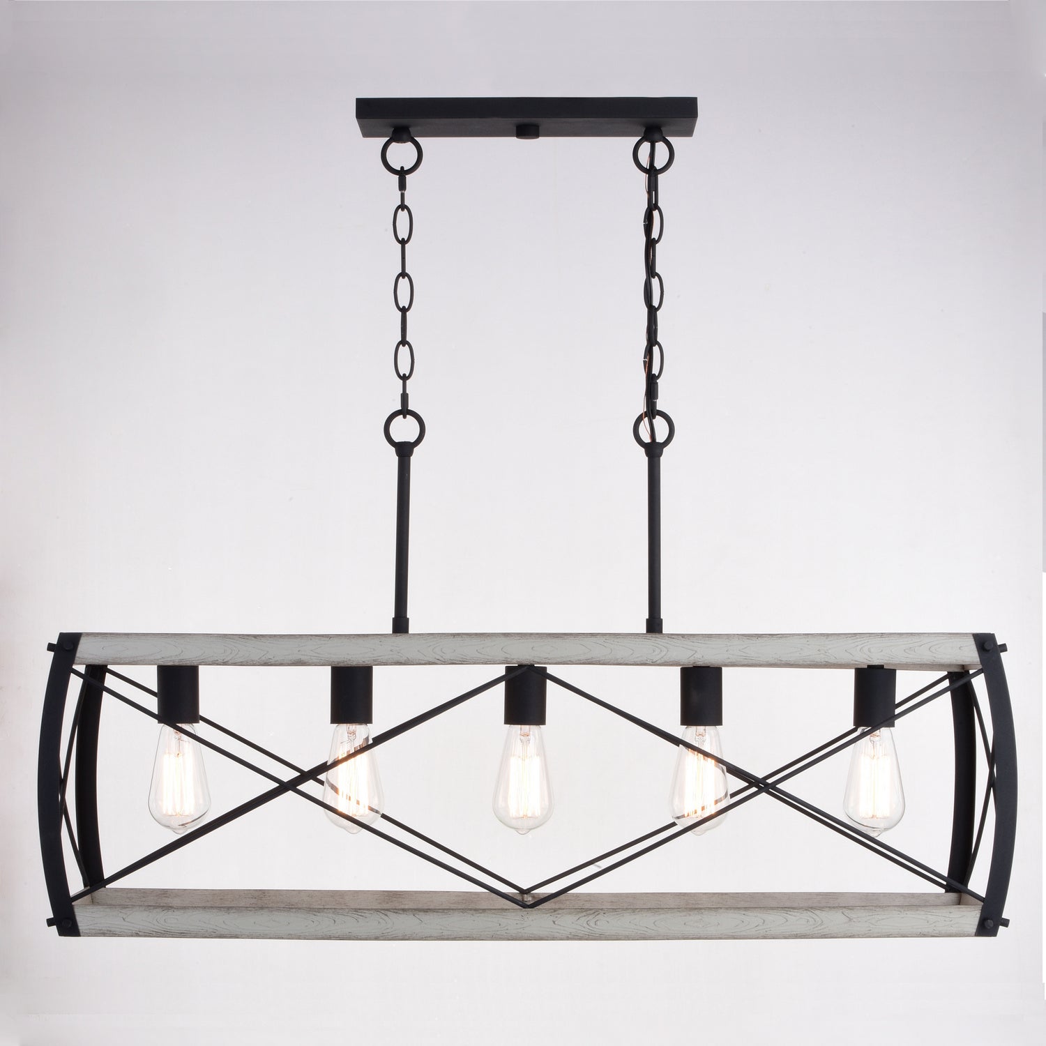 Vaxcel - H0263 - Five Light Linear Chandelier - Montclare - Textured Black and White Ash