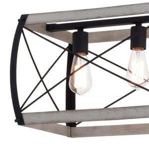 Vaxcel - H0263 - Five Light Linear Chandelier - Montclare - Textured Black and White Ash