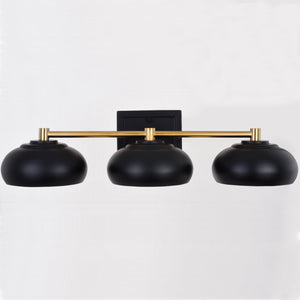 Vaxcel - W0385 - Three Light Vanity - Belmont - Matte Black and Satin Brass