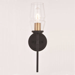 Vaxcel - W0391 - One Light Wall Sconce - Warren - Matte Black and Brushed Brass