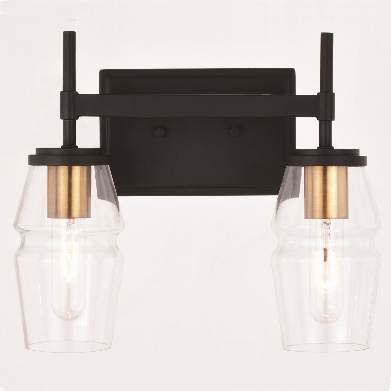 Vaxcel - W0392 - Two Light Vanity - Warren - Matte Black and Brushed Brass