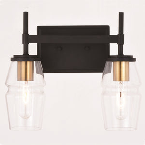 Vaxcel - W0392 - Two Light Vanity - Warren - Matte Black and Brushed Brass