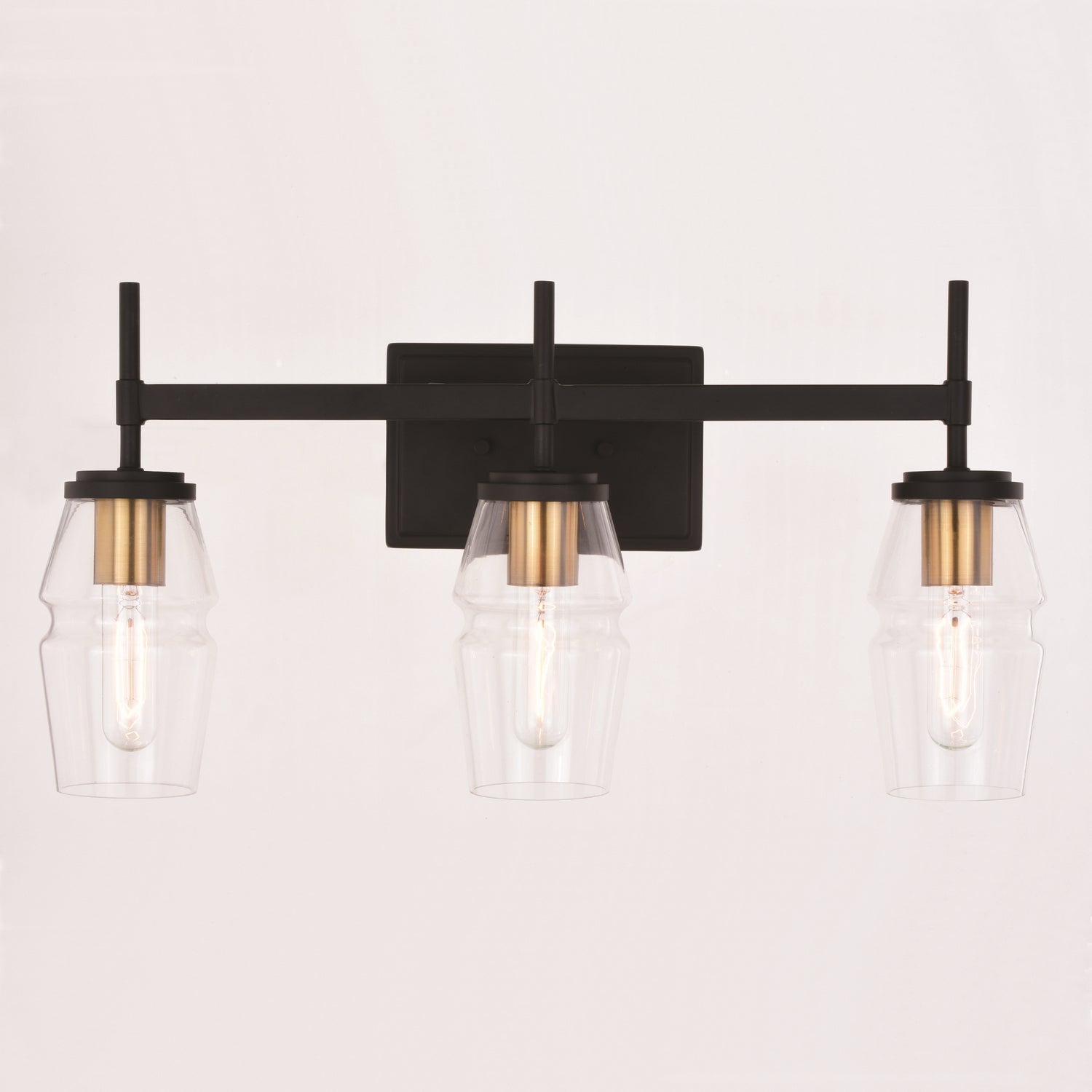 Vaxcel - W0393 - Three Light Vanity - Warren - Matte Black and Brushed Brass