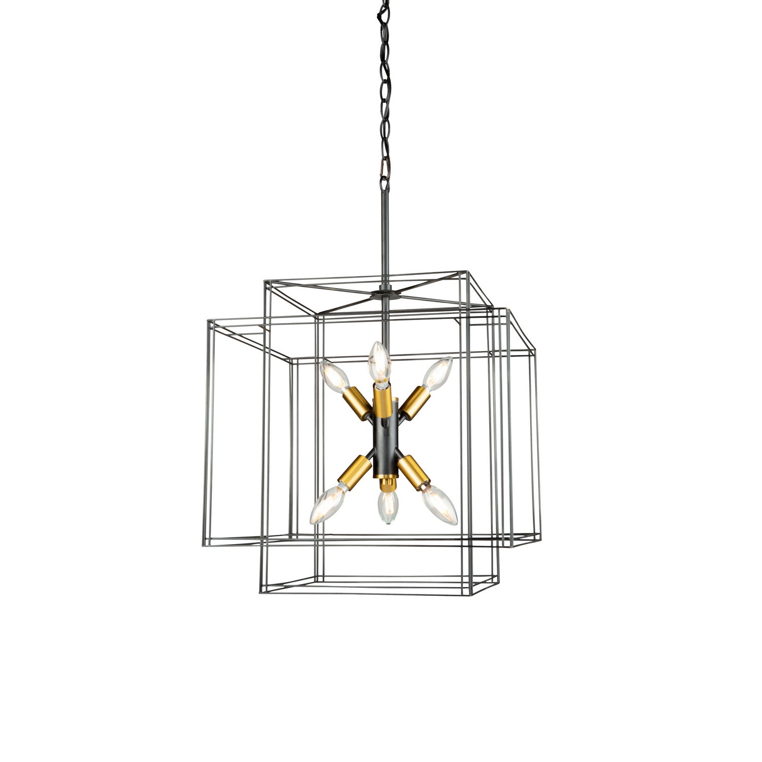 Artcraft - AC11736BK - Six Light Pendant - Artisan - Black and Brushed Brass