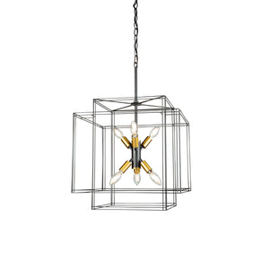 Artcraft - AC11736BK - Six Light Pendant - Artisan - Black and Brushed Brass