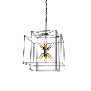 Artcraft - AC11736BK - Six Light Pendant - Artisan - Black and Brushed Brass