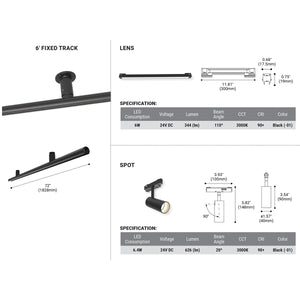Eurofase - 38456-015 - MAST 6' SUR MT,3 SPOT,2 LNS BK - Black