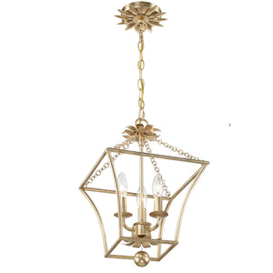 Crystorama - 514-GA - Three Light Mini Chandelier - Broche - Antique Gold