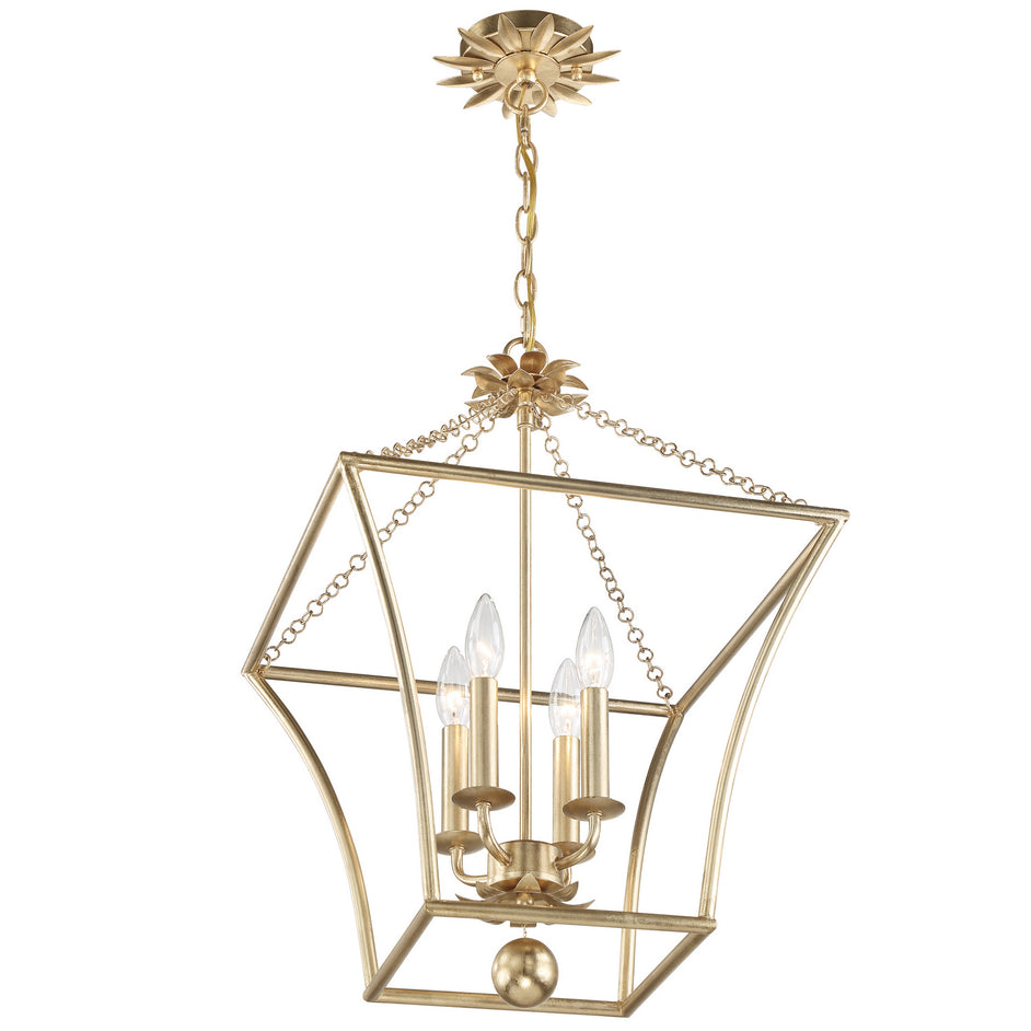 Crystorama - 516-GA - Four Light Mini Chandelier - Broche - Antique Gold