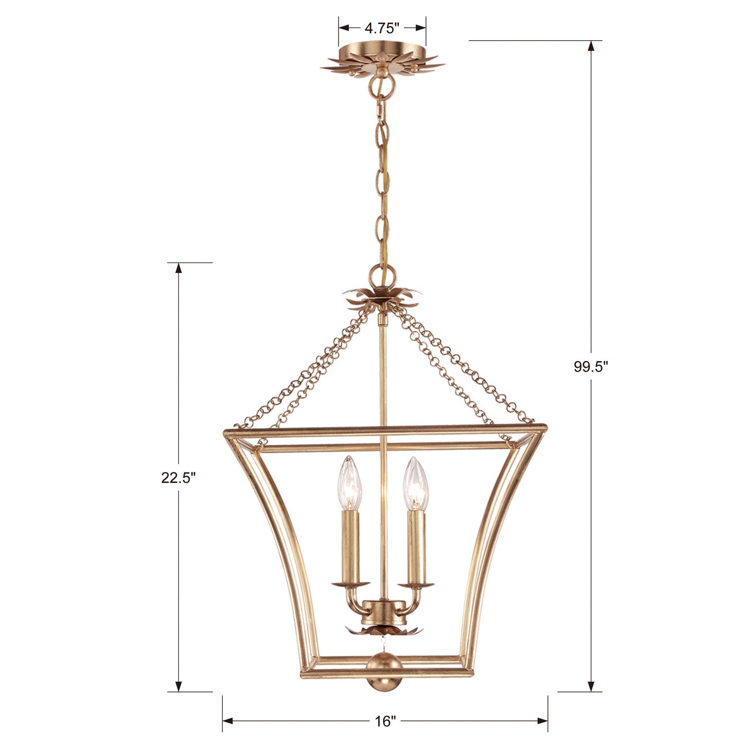 Crystorama - 516-GA - Four Light Mini Chandelier - Broche - Antique Gold