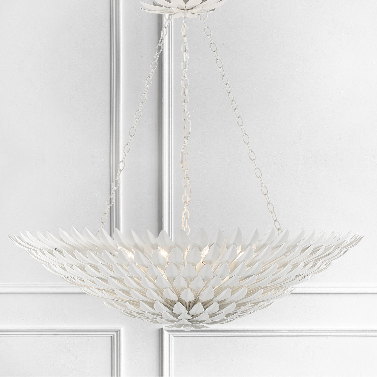 Crystorama - 519-MT - Eight Light Chandelier - Broche - Matte White