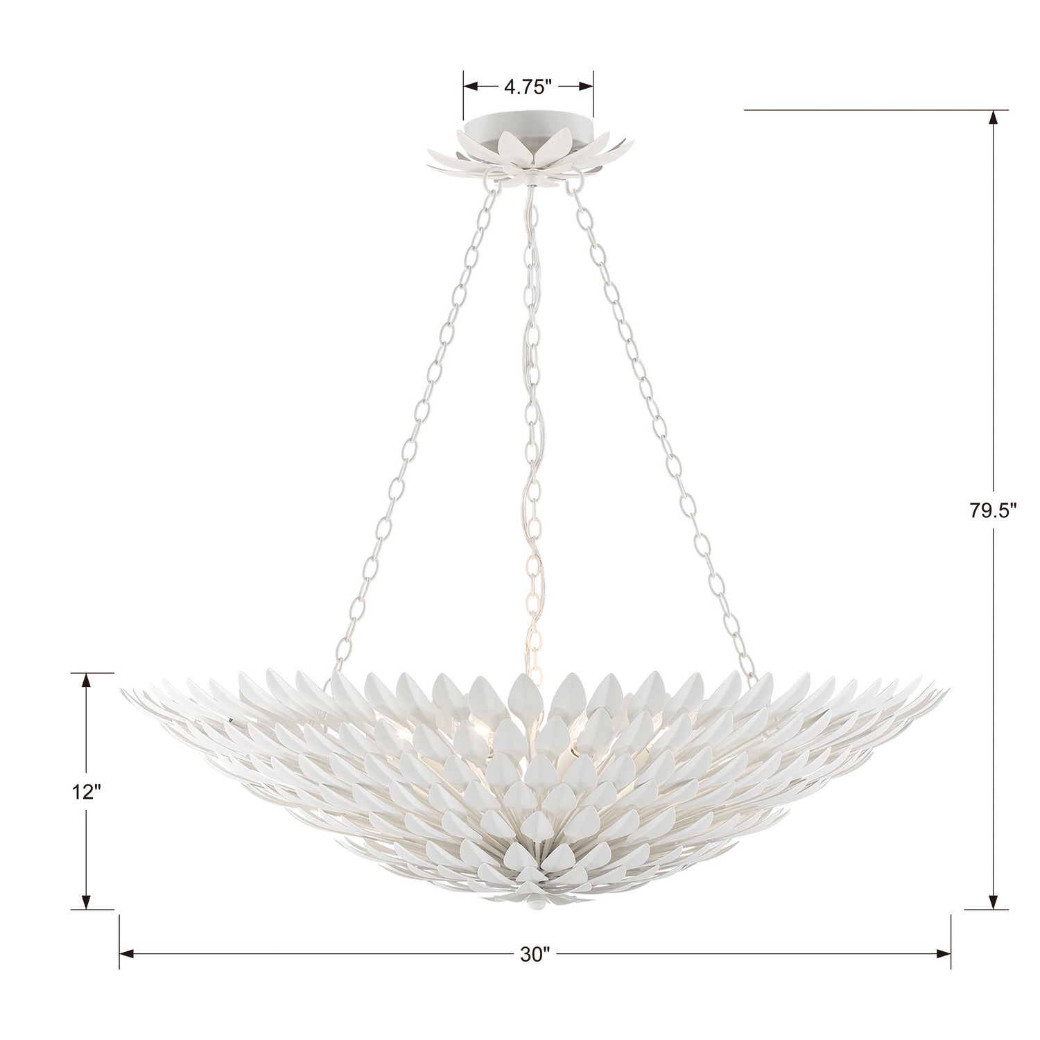 Crystorama - 519-MT - Eight Light Chandelier - Broche - Matte White