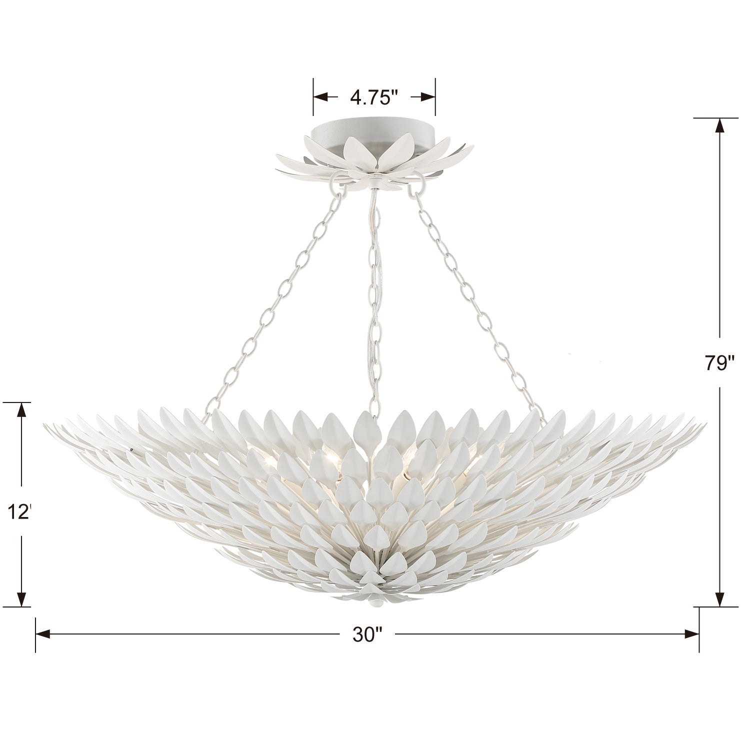 Crystorama - 519-MT_CEILING - Eight Light Semi Flush Mount - Broche - Matte White