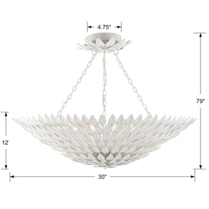 Crystorama - 519-MT_CEILING - Eight Light Semi Flush Mount - Broche - Matte White