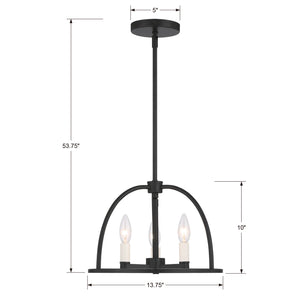 Crystorama - ABB-3003-BK - Three Light Chandelier - Abbott - Black