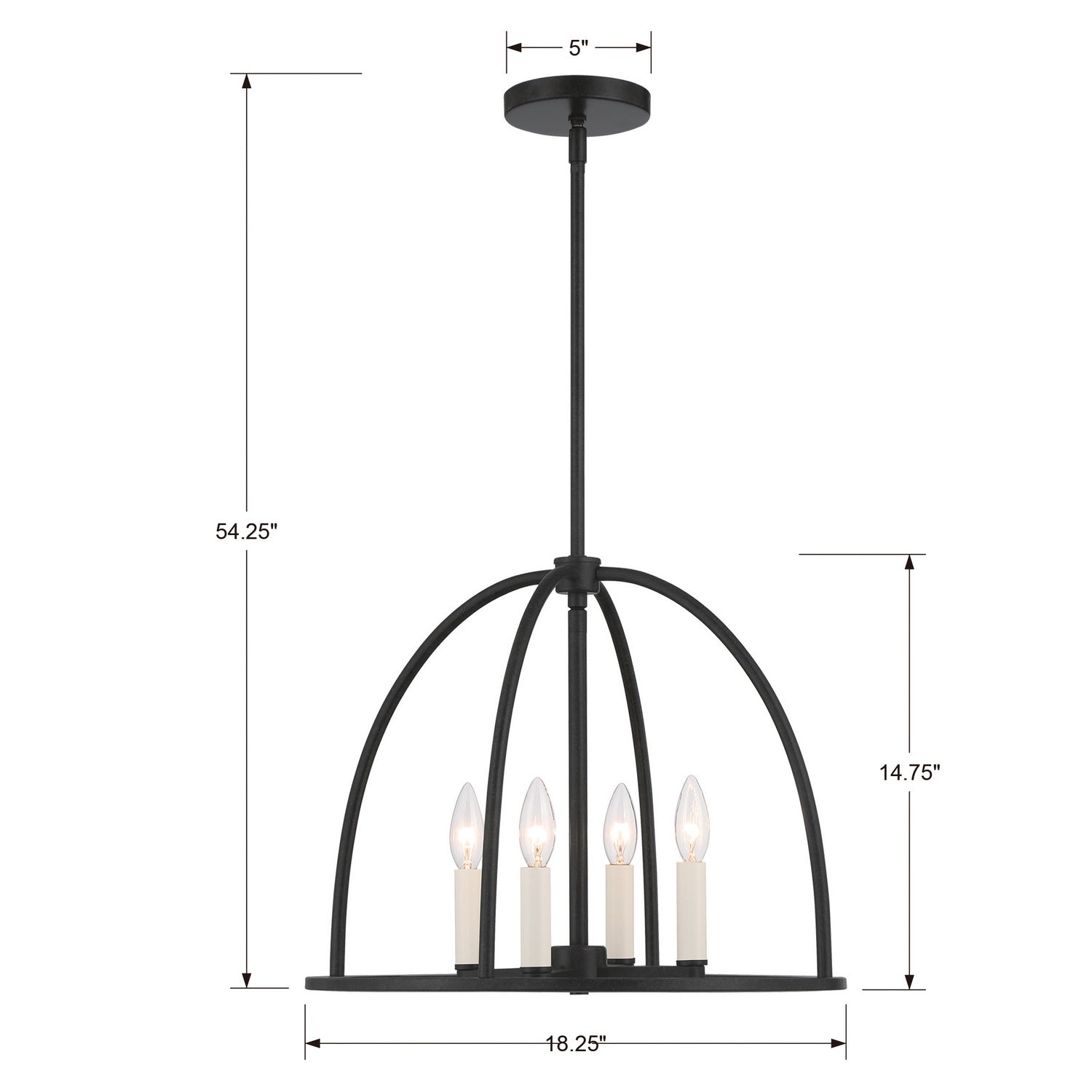 Crystorama - ABB-3004-BK - Four Light Chandelier - Abbott - Black