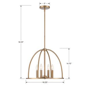 Crystorama - ABB-3004-VG - Four Light Chandelier - Abbott - Vibrant Gold