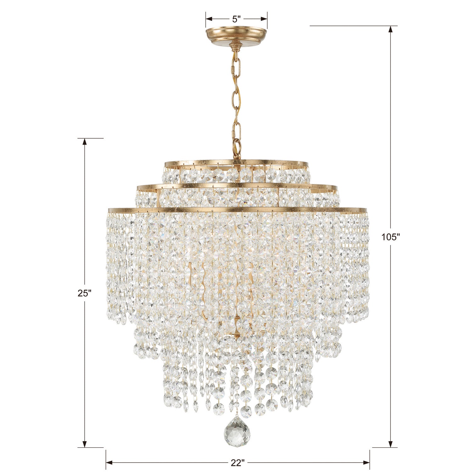 Crystorama - GAB-B7305-GA - Six Light Chandelier - Gabrielle - Antique Gold