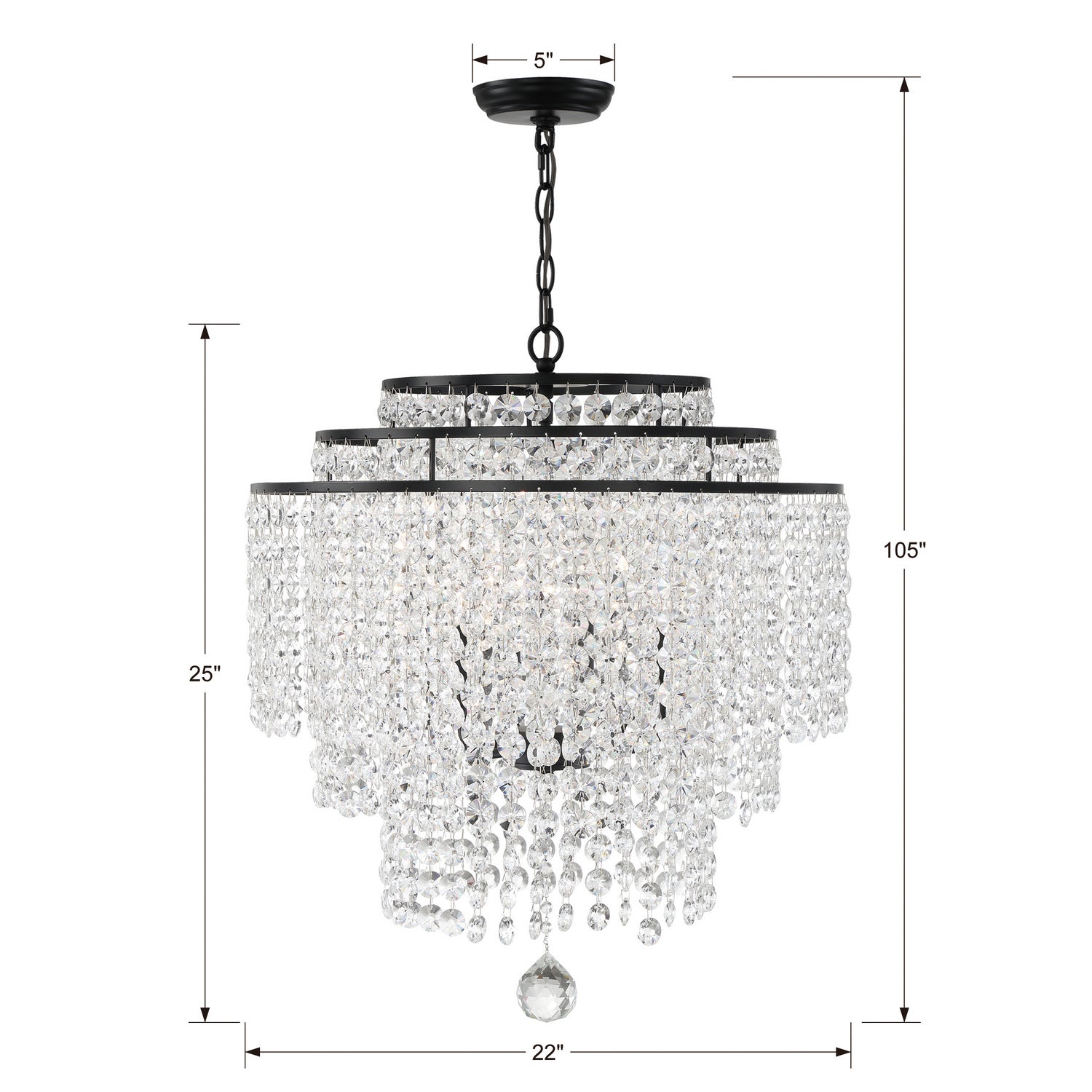 Crystorama - GAB-B7305-MK - Six Light Chandelier - Gabrielle - Matte Black