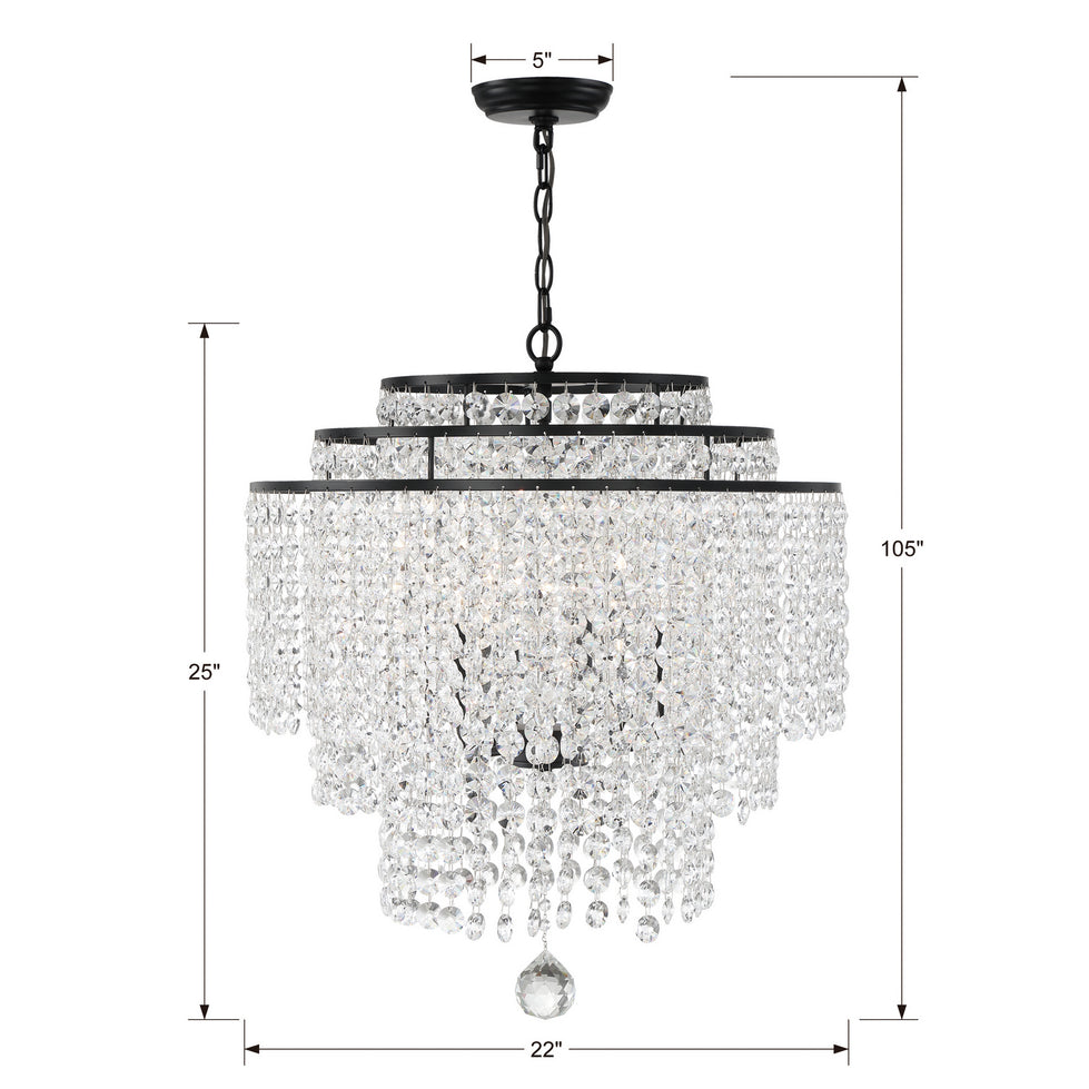 Crystorama - GAB-B7305-MK - Six Light Chandelier - Gabrielle - Matte Black