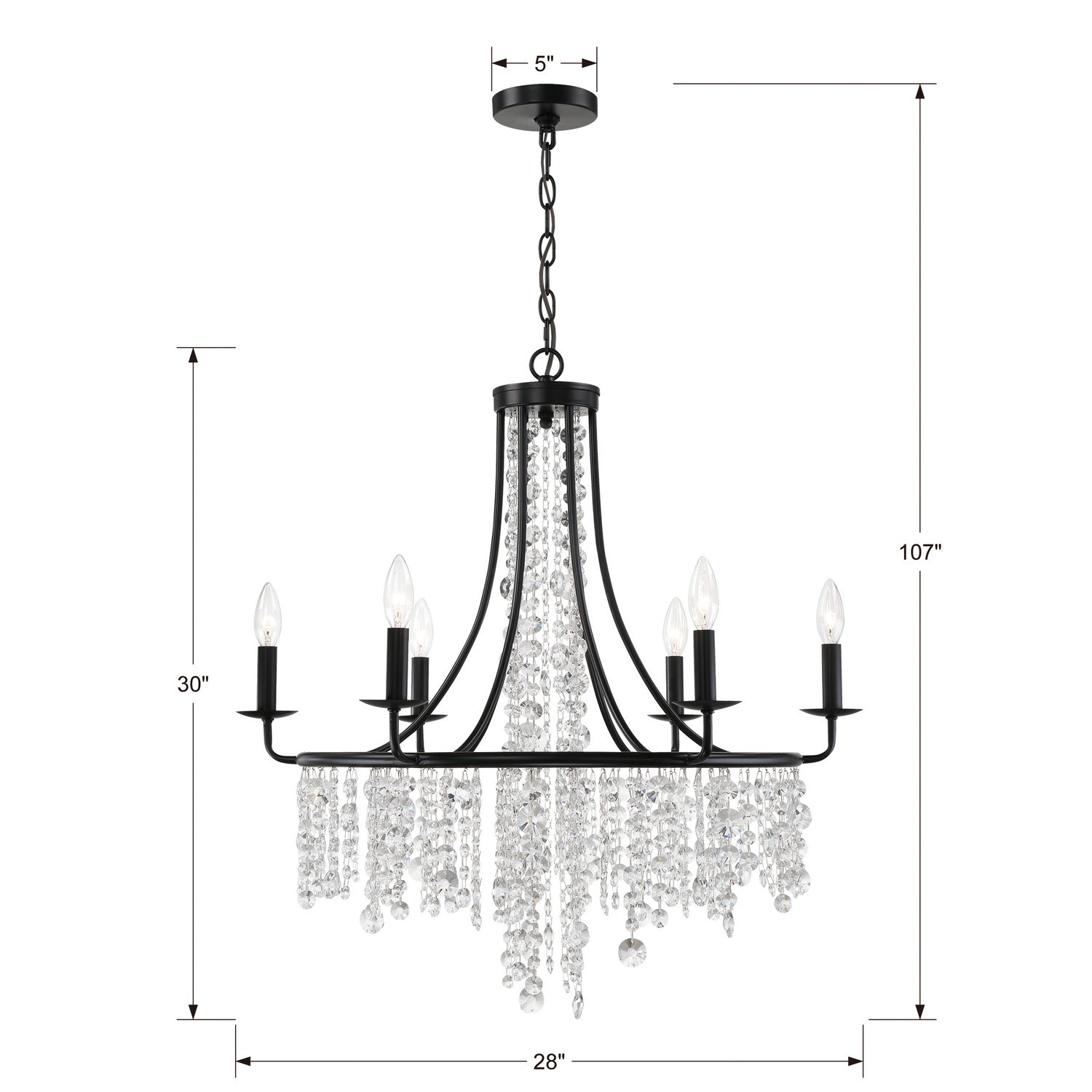 Crystorama - GAB-B7306-MK - Six Light Chandelier - Gabrielle - Matte Black