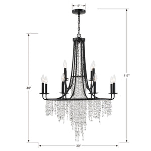 Crystorama - GAB-B7312-MK - 12 Light Chandelier - Gabrielle - Matte Black