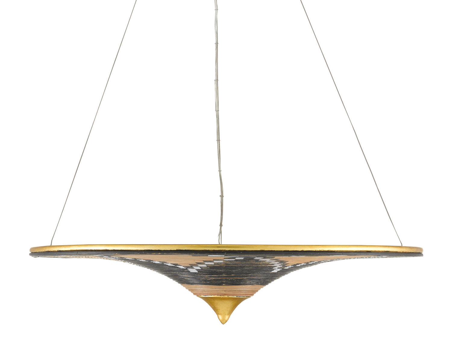 Currey and Company - 9000-0797 - Three Light Chandelier - Canaan - Contemporary Gold Leaf/Distressed Black/Distressed White