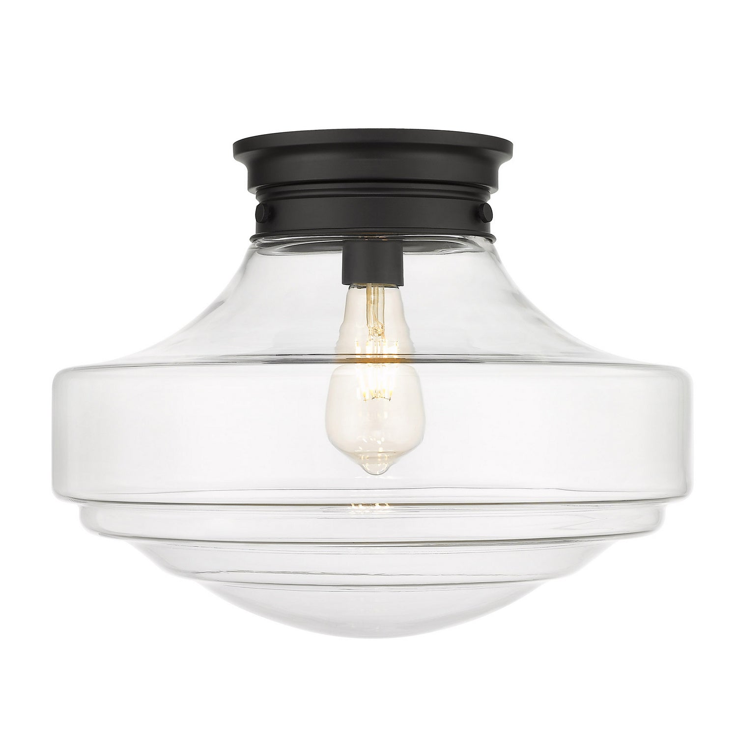 Golden - 0508-LSF BLK-CLR - One Light Semi-Flush Mount - Ingalls - Matte Black