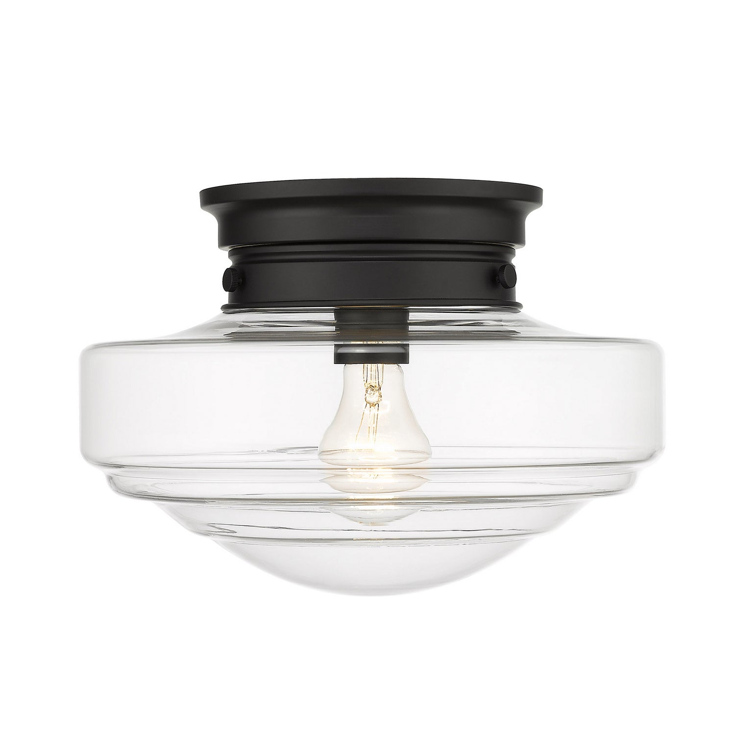 Golden - 0508-SF BLK-CLR - One Light Semi-Flush Mount - Ingalls - Matte Black