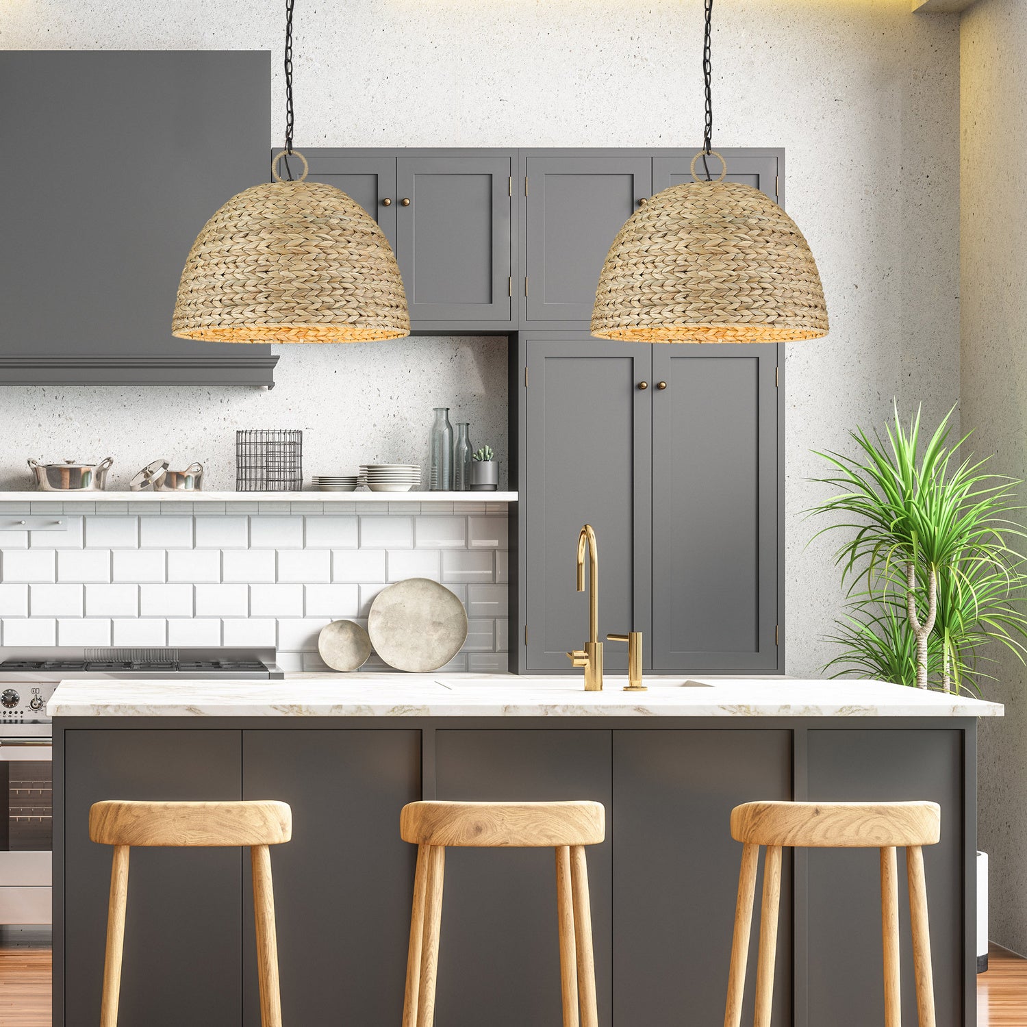 Golden - 1081-5P BLK-WSG - Five Light Pendant - Rue - Matte Black