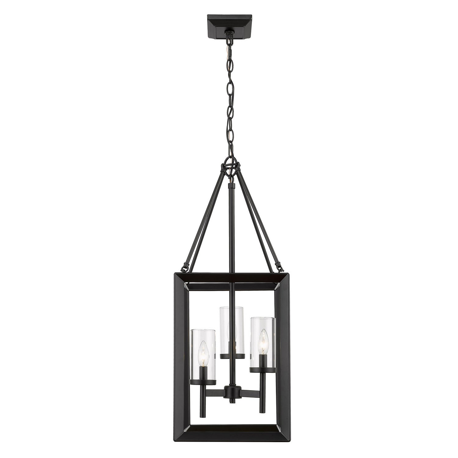 Golden - 2073-3P BLK-CLR - Three Light Pendant - Smyth BLK - Matte Black