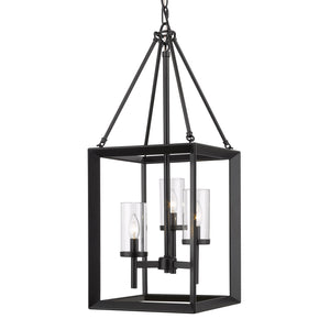 Golden - 2073-3P BLK-CLR - Three Light Pendant - Smyth BLK - Matte Black